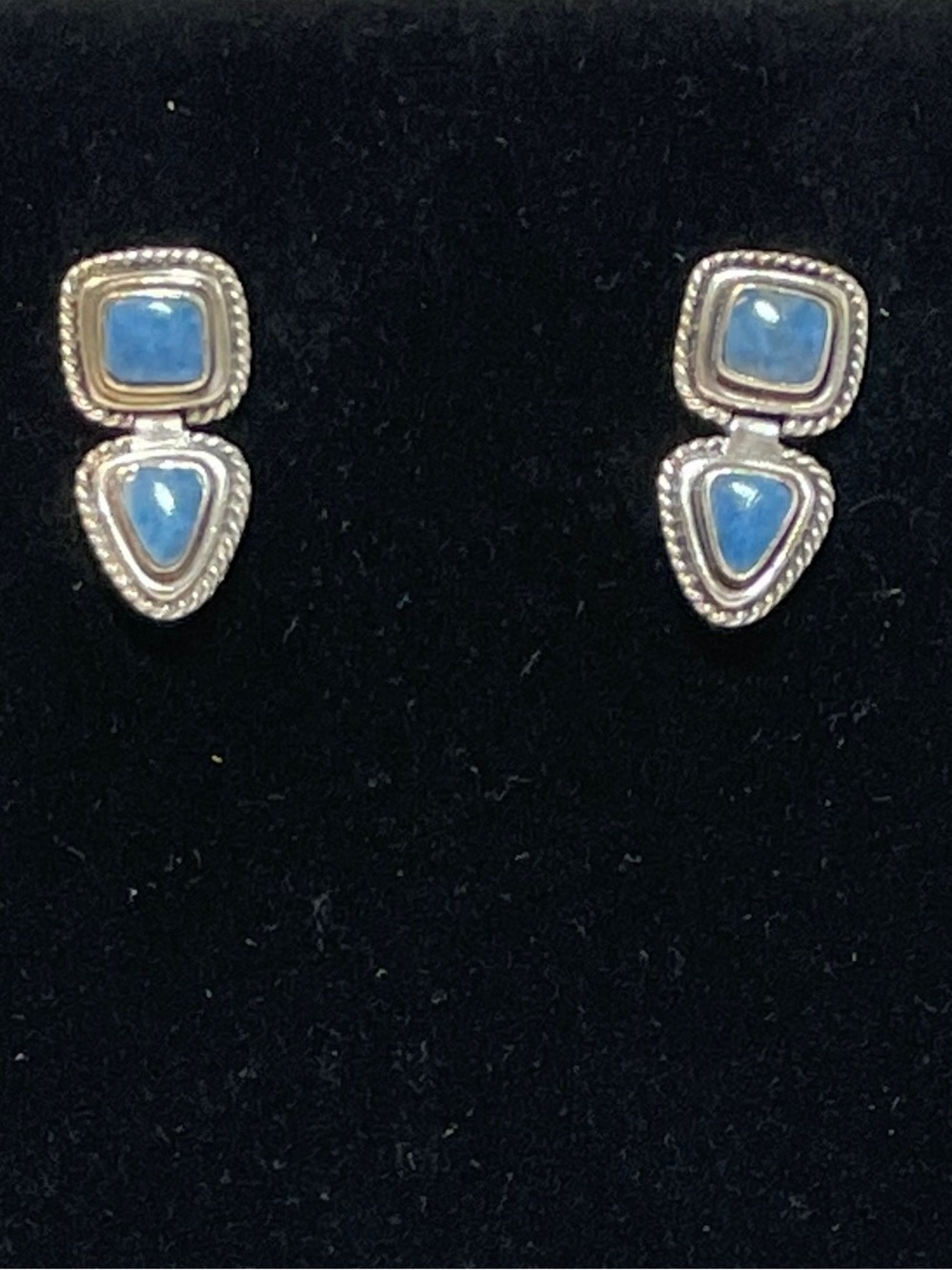 Vintage Sterling Silver Native Am Style THAILAND BLUE STONE Post EARRINGS, 9.43g